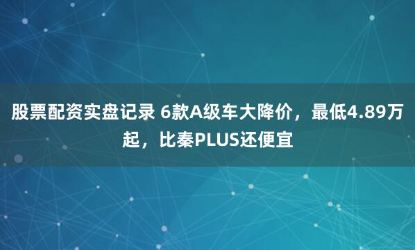 股票配资实盘记录 6款A级车大降价，最低4.89万起，比秦PLUS还便宜