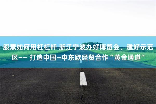 股票如何用杠杠杆 浙江宁波办好博览会、建好示范区—— 打造中国—中东欧经贸合作“黄金通道”