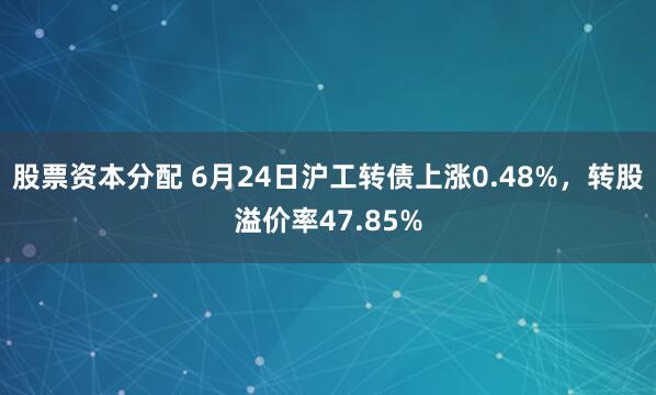 股票资本分配 6月24日沪工转债上涨0.48%，转股溢价率47.85%